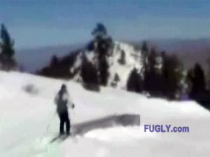 Skier tries to do rails